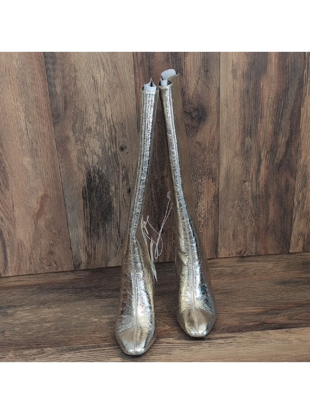 NWT A New Day Women's Gold Diva Stovepipe Tall Square Toe Boots - Picture 3 of 5